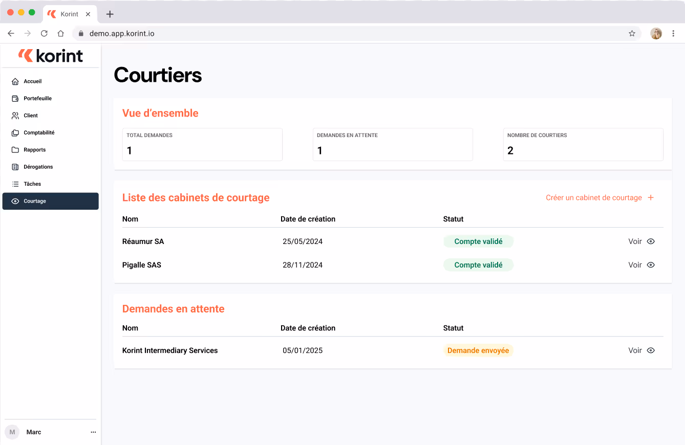 Interface du module de gestion des réseaux de distribution